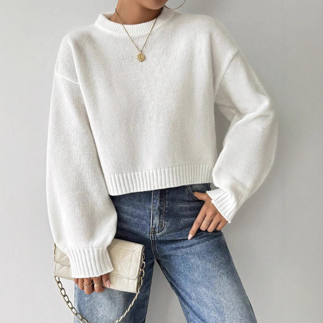 Lucy Cropped Crew-Neck Knit Jumper