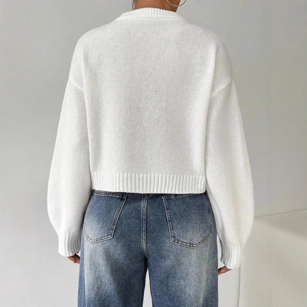 Lucy Cropped Crew-Neck Knit Jumper