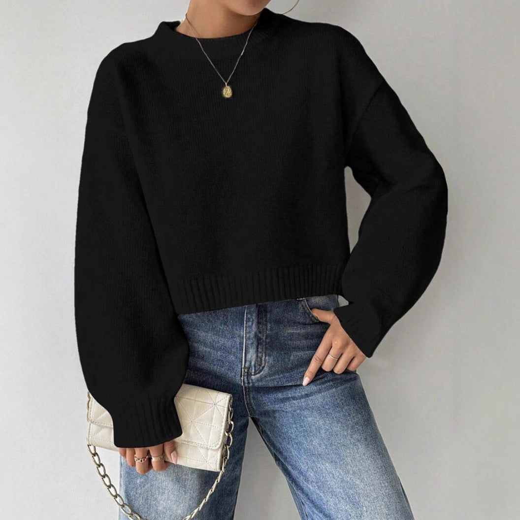 Lucy Cropped Crew-Neck Knit Jumper