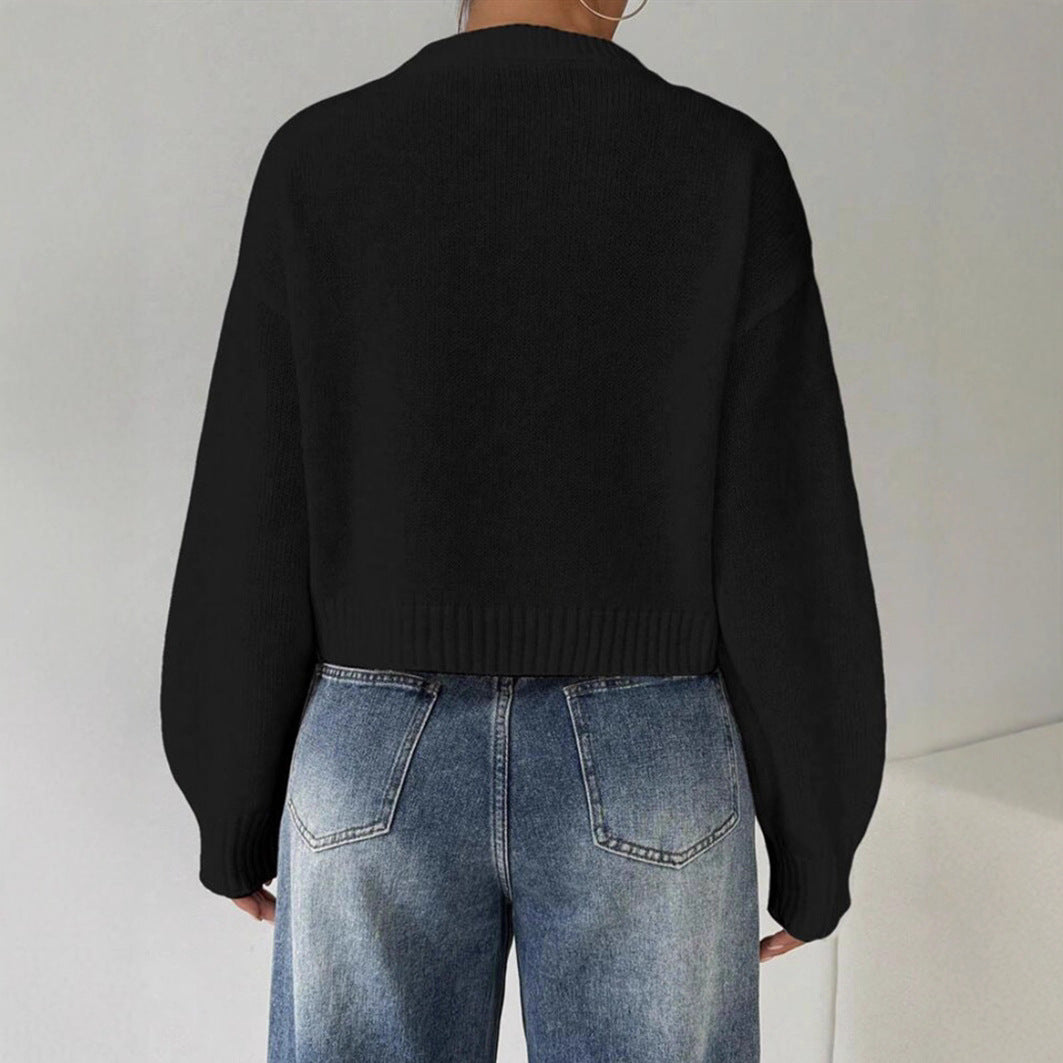 Lucy Cropped Crew-Neck Knit Jumper