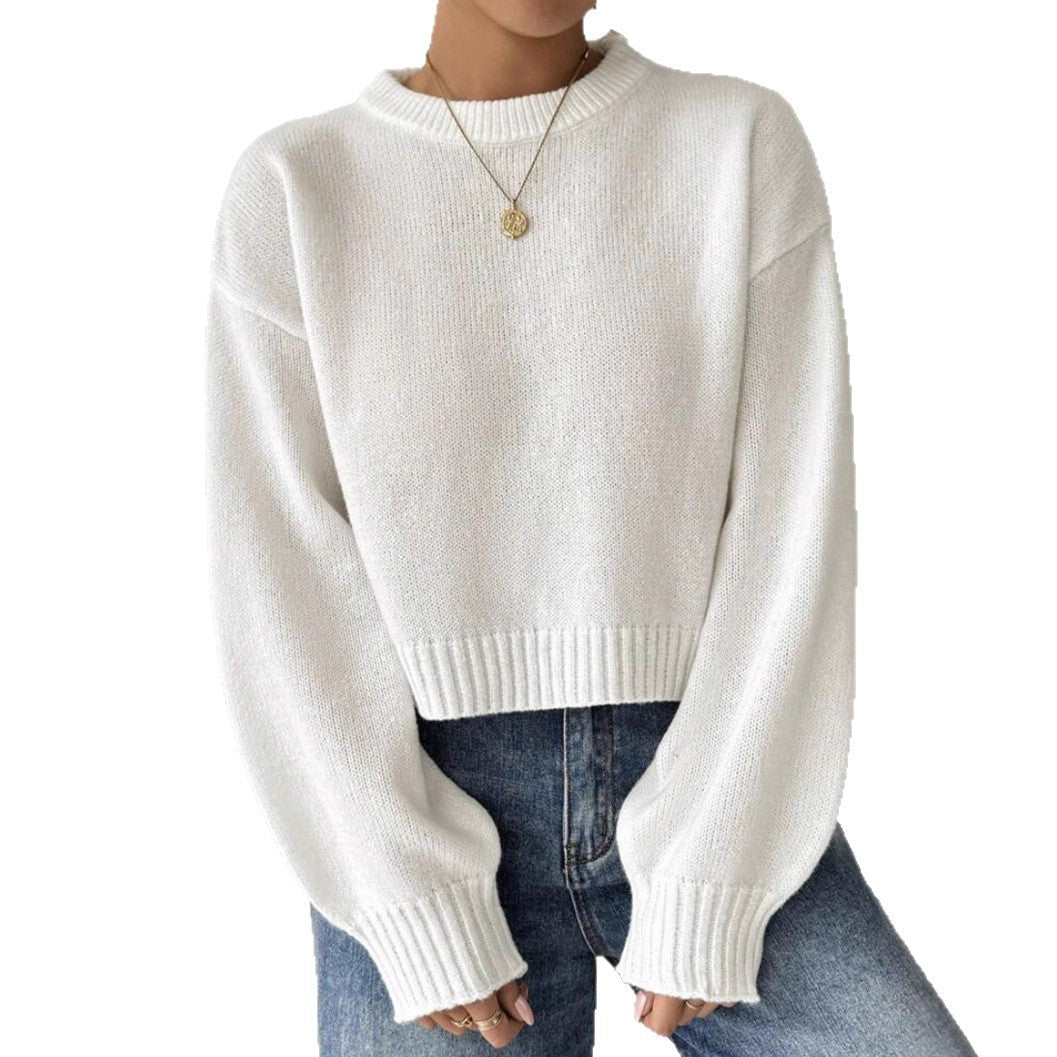 Lucy Cropped Crew-Neck Knit Jumper