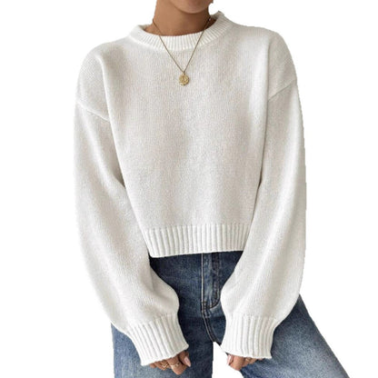 Lucy Cropped Crew-Neck Knit Jumper