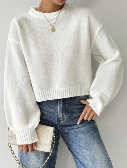 Lucy Cropped Crew-Neck Knit Jumper