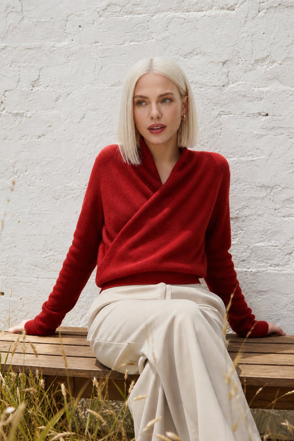 Luxe Crossover Collar Knit Sweater with Relaxed Fit - photo 6