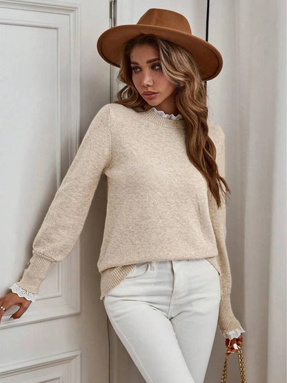 Mabel Lace-Trim Crew-Neck Jumper