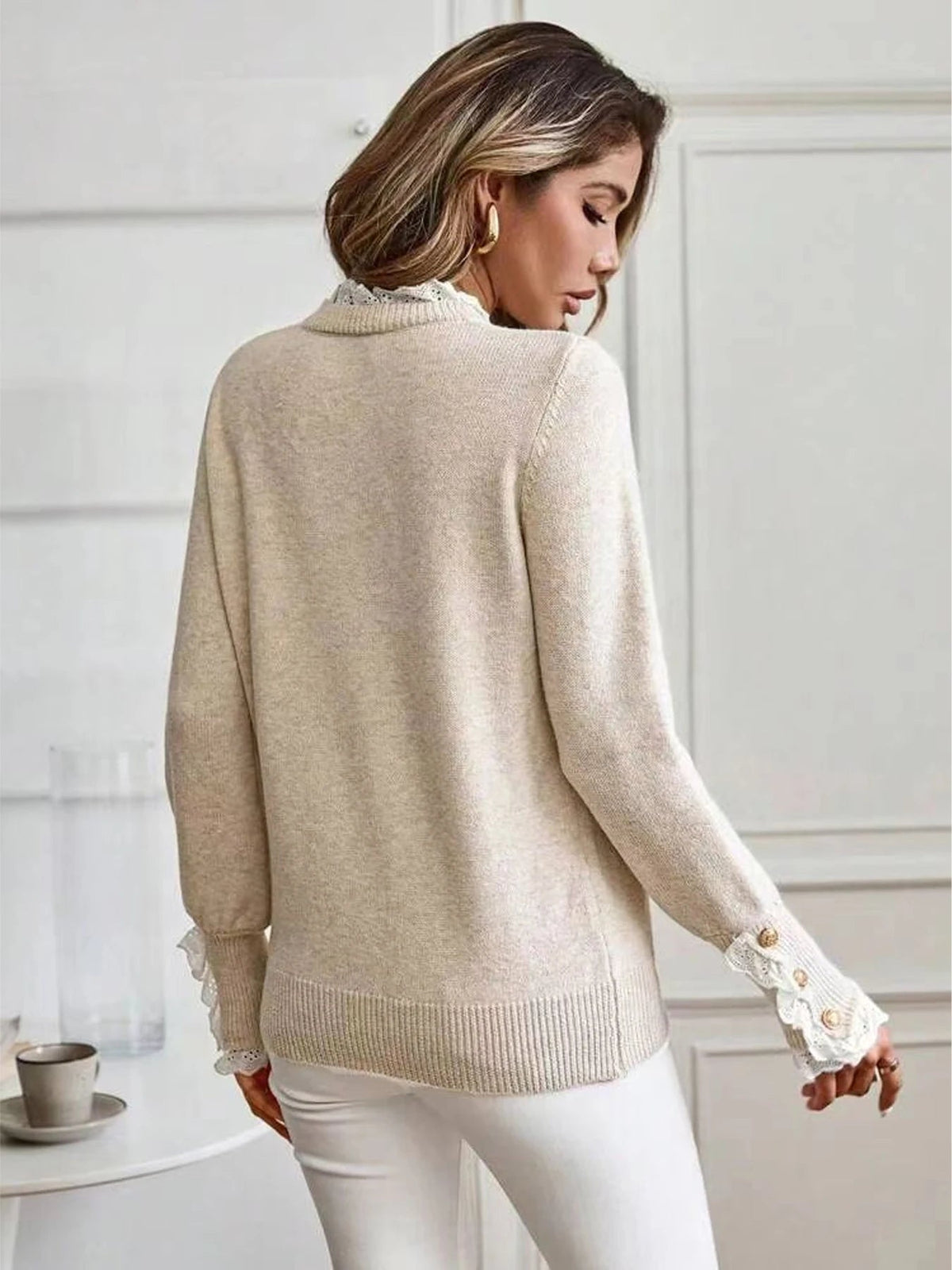 Mabel Lace-Trim Crew-Neck Jumper