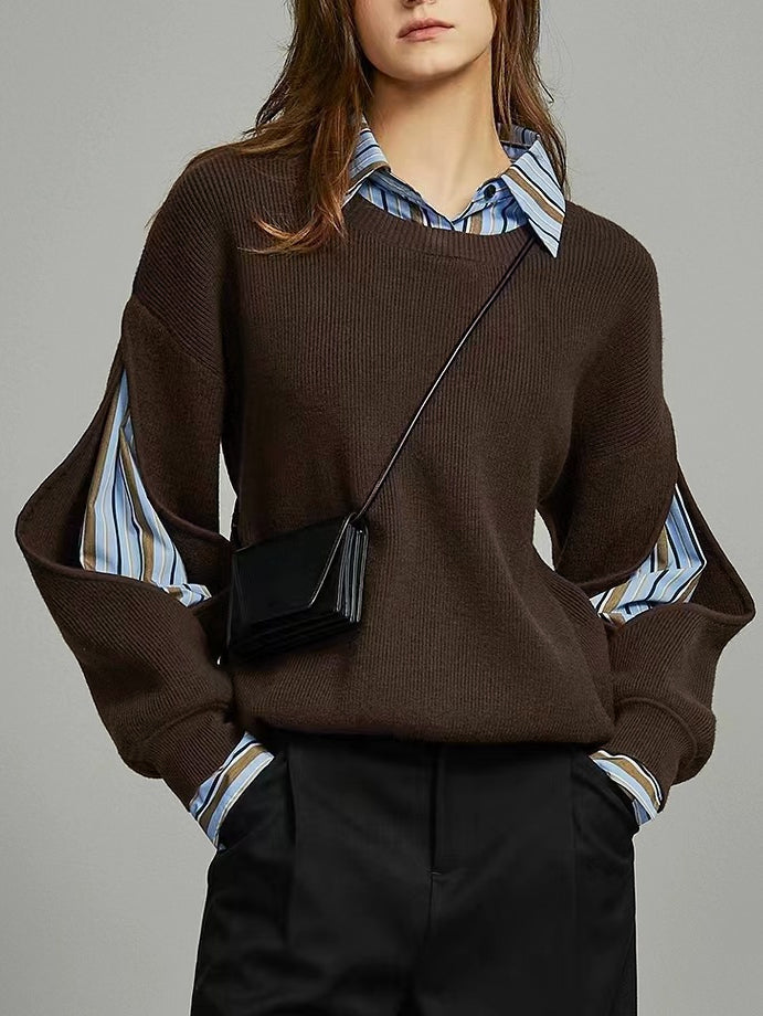 Maya Two-in-One Ribbed Cutout Jumper
