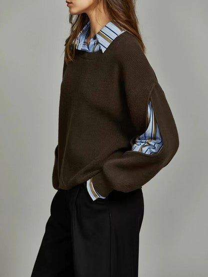 Maya Two-in-One Ribbed Cutout Jumper