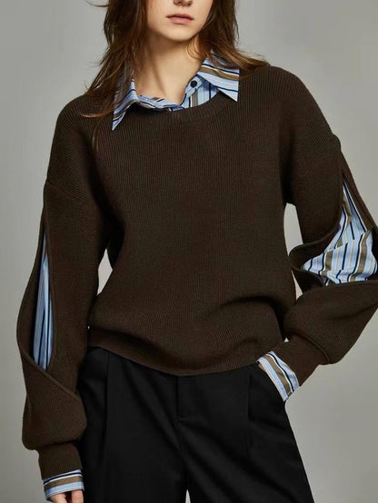 Maya Two-in-One Ribbed Cutout Jumper