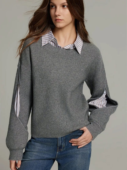 Maya Two-in-One Ribbed Cutout Jumper