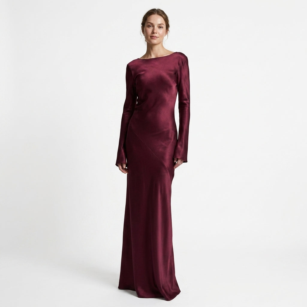 Mirabel Long-Sleeve Slim Maxi Gown