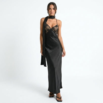 Monica Cowl-Neck Evening Dress