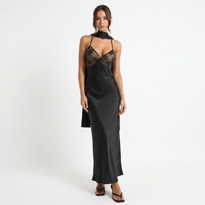 Monica Cowl-Neck Evening Dress