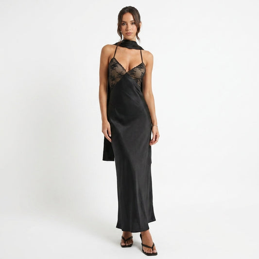 Monica Cowl-Neck Evening Dress