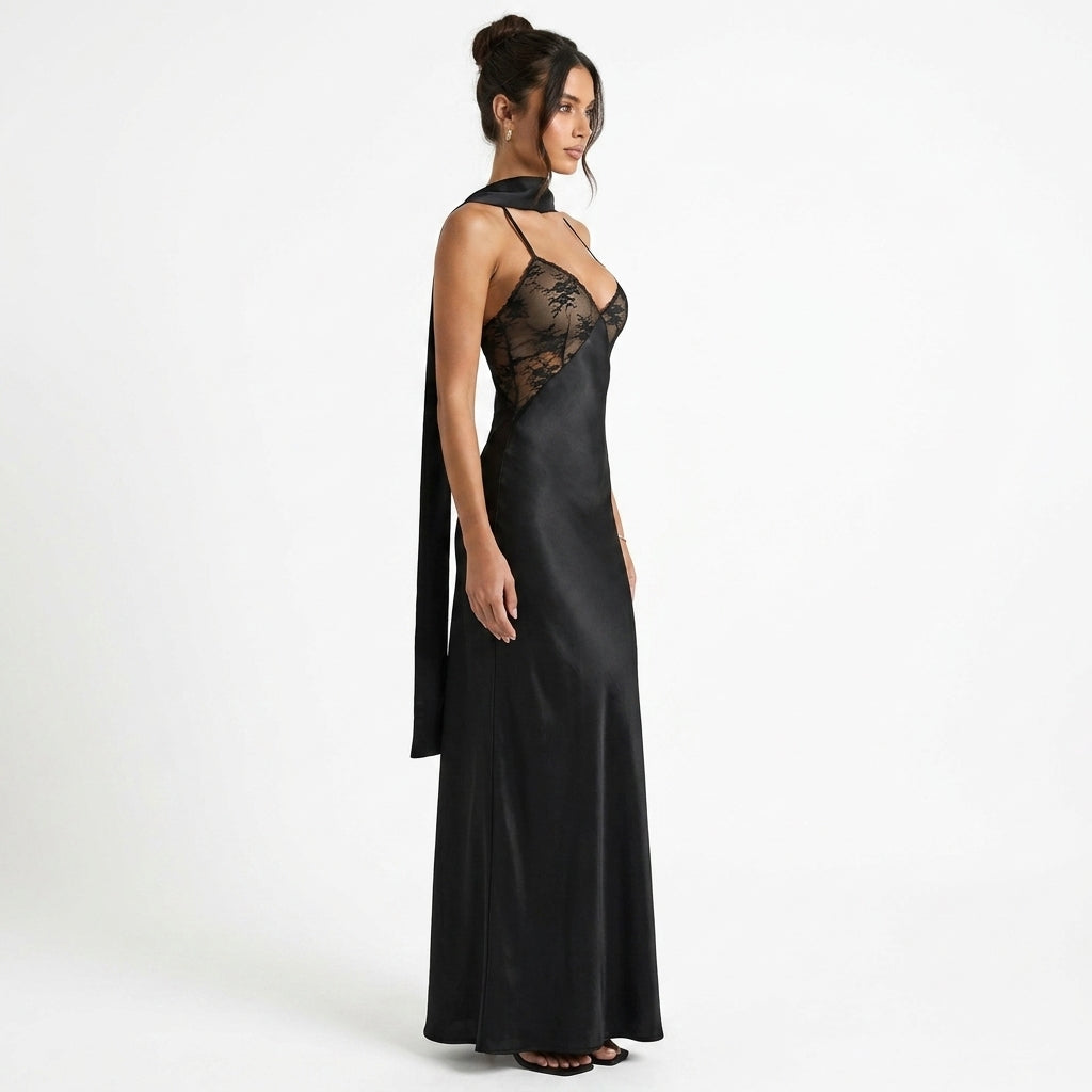 Monica Cowl-Neck Evening Dress