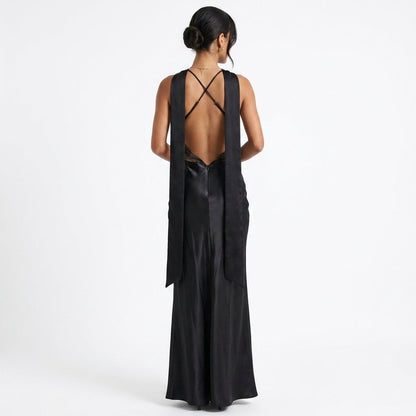Monica Cowl-Neck Evening Dress