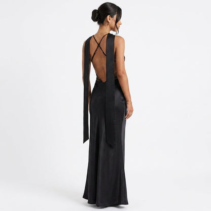 Monica Cowl-Neck Evening Dress