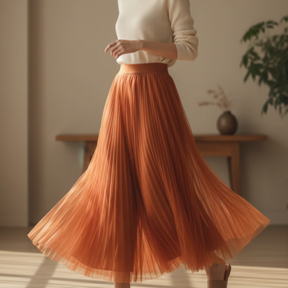 Morgan Pleated Mesh Midi Skirt - photo 1