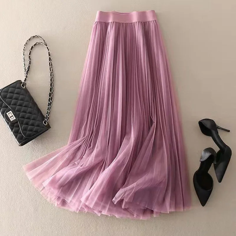 Morgan Pleated Mesh Midi Skirt - photo 5