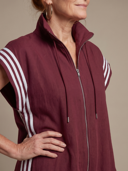 Nadia Zip-Front Stripe Panel Jumpsuit