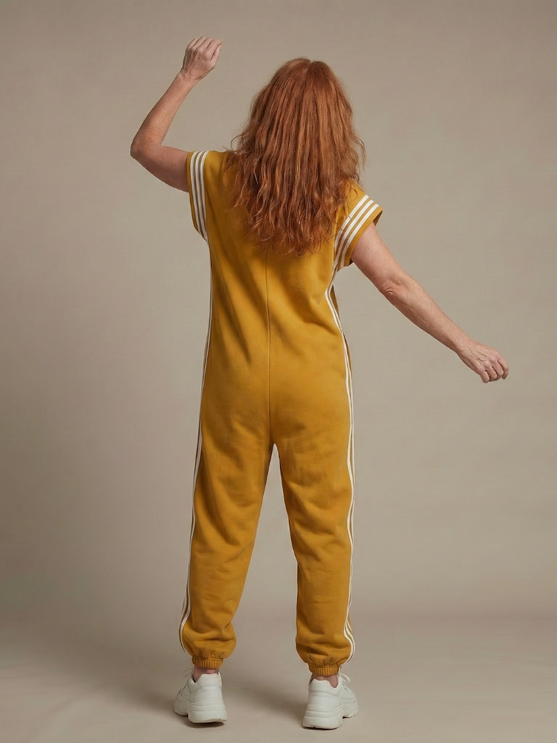 Nadia Zip-Front Stripe Panel Jumpsuit