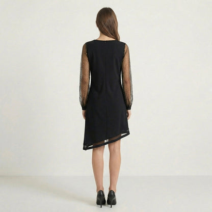 Nicole Glitter-Sleeve V-Neck Midi Dress