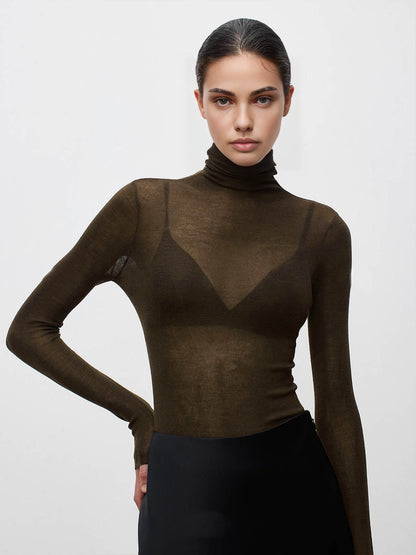 Nora Wool-Blend Sheer Turtleneck Jumper