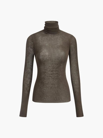 Nora Wool-Blend Sheer Turtleneck Jumper
