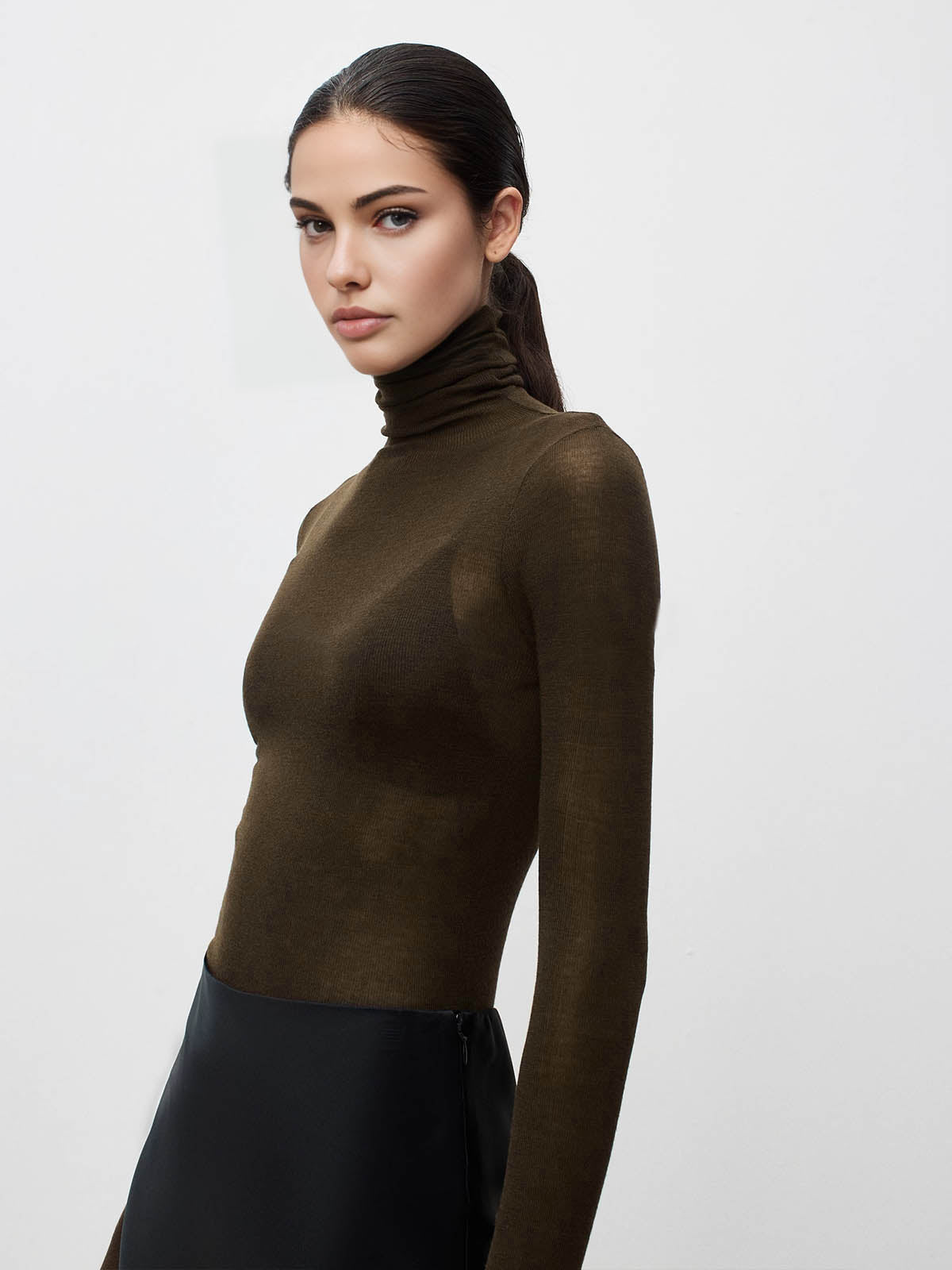 Nora Wool-Blend Sheer Turtleneck Jumper