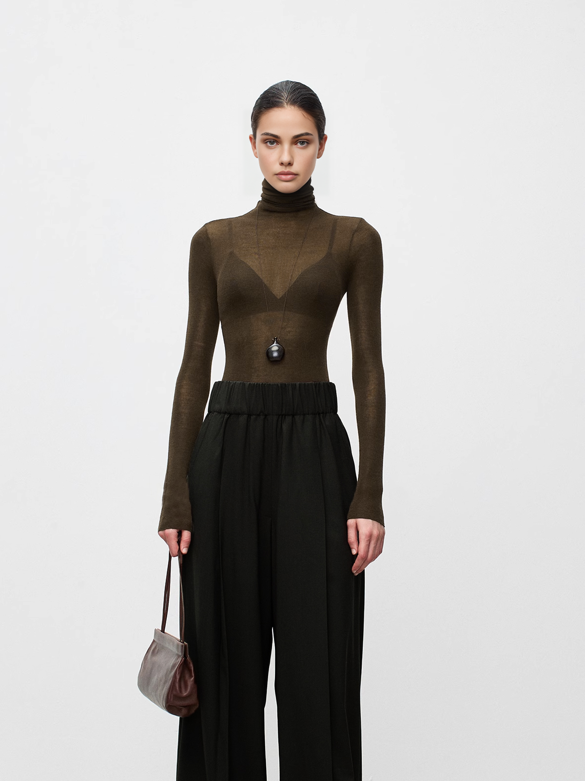 Nora Wool-Blend Sheer Turtleneck Jumper