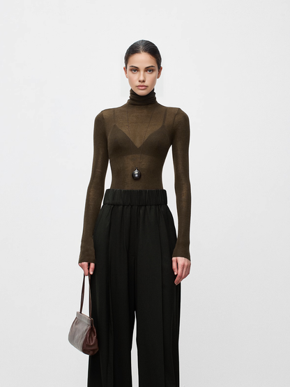Nora Wool-Blend Sheer Turtleneck Jumper