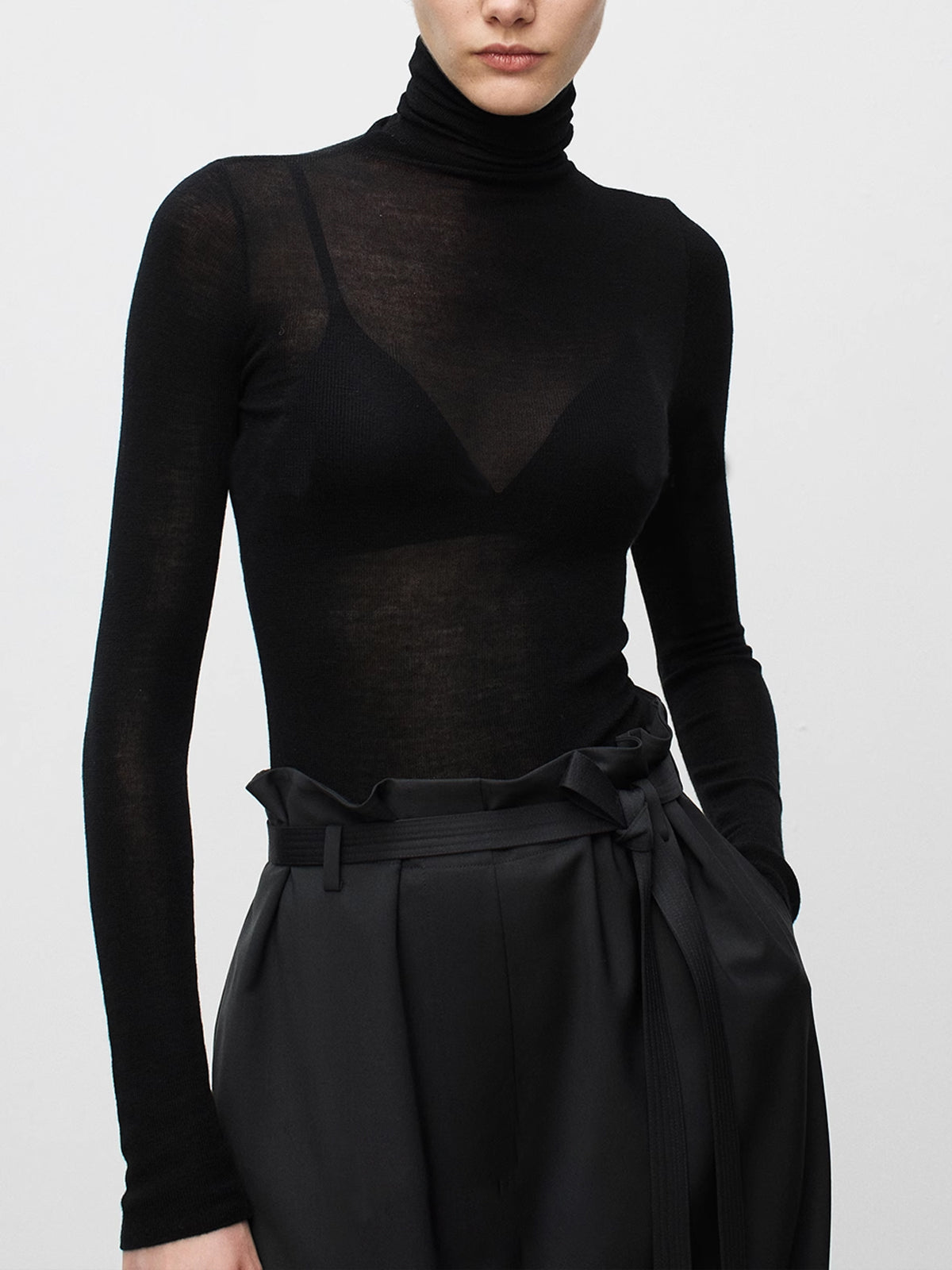 Nora Wool-Blend Sheer Turtleneck Jumper