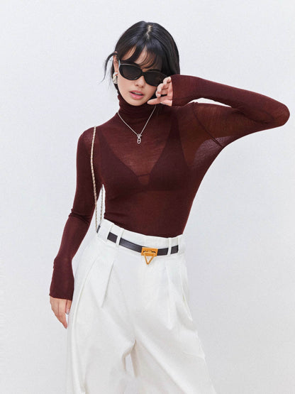Nora Wool-Blend Sheer Turtleneck Jumper