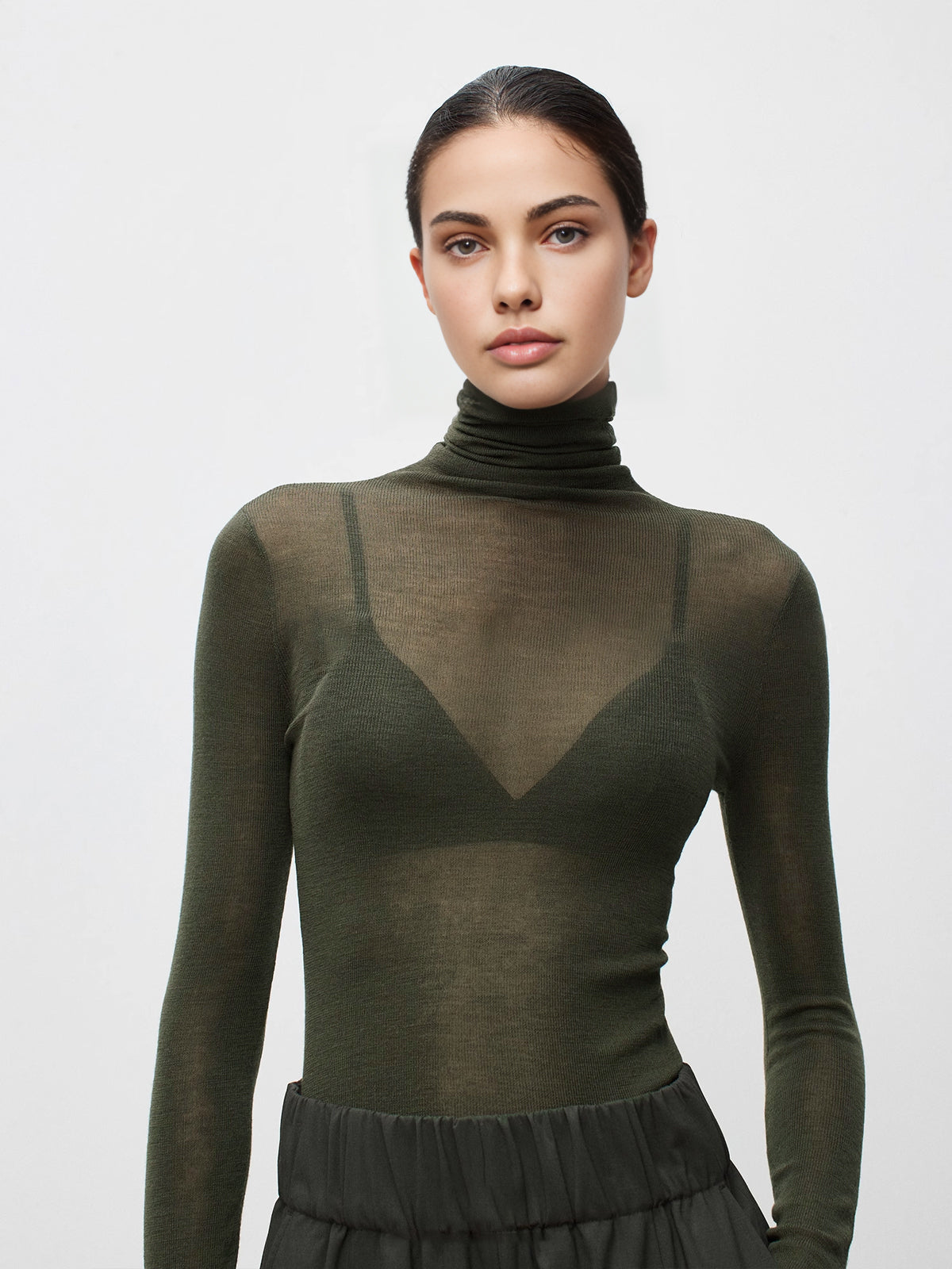 Nora Wool-Blend Sheer Turtleneck Jumper