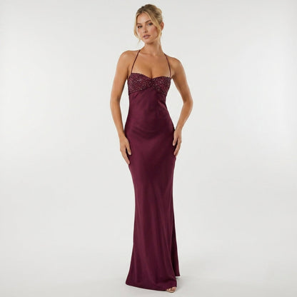 Octavia Sequin Sweetheart Lace-Up Maxi Dress