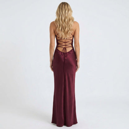 Octavia Sequin Sweetheart Lace-Up Maxi Dress