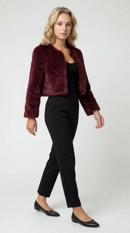 Odette Cropped Faux Fur Jacket