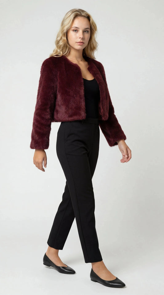Odette Cropped Faux Fur Jacket