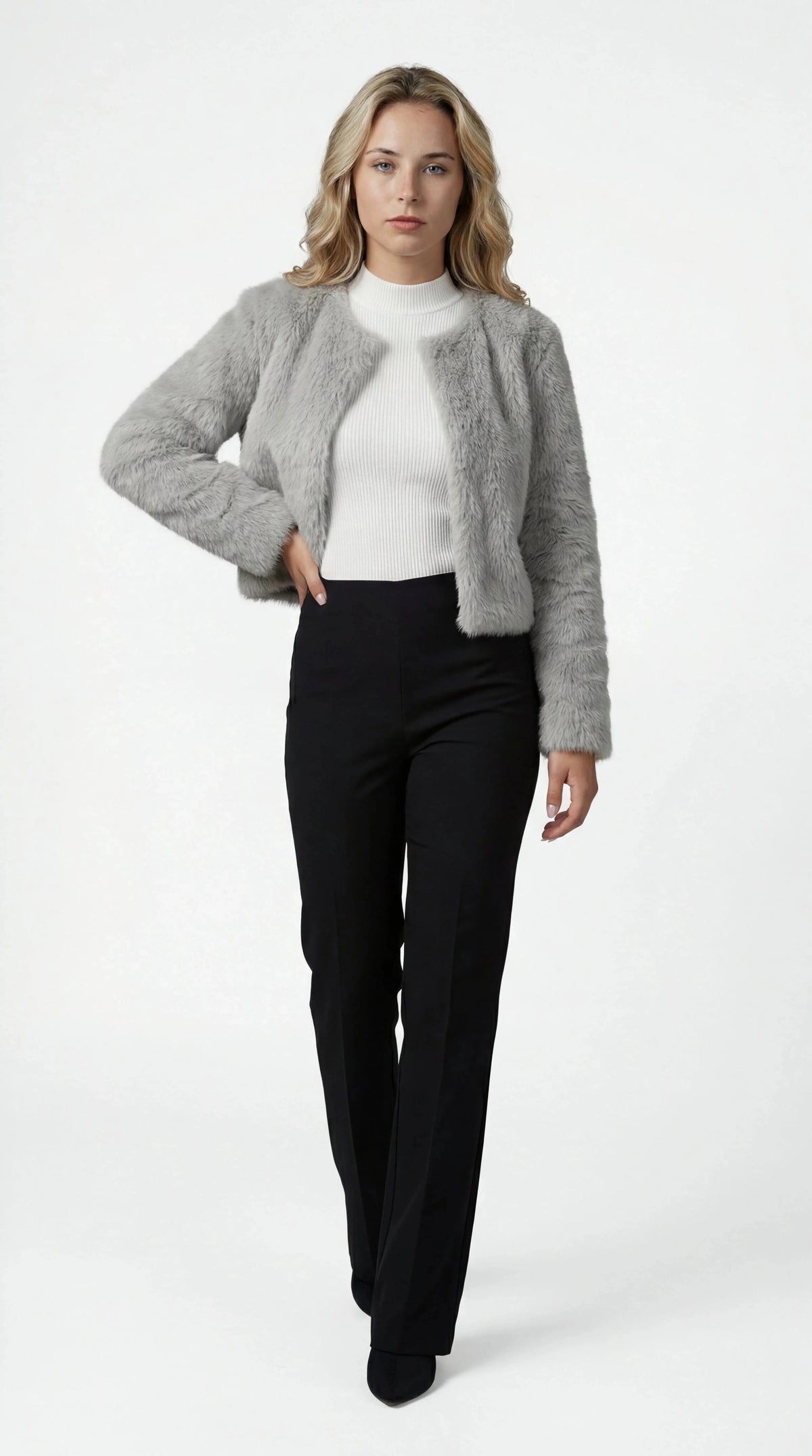 Odette Cropped Faux Fur Jacket