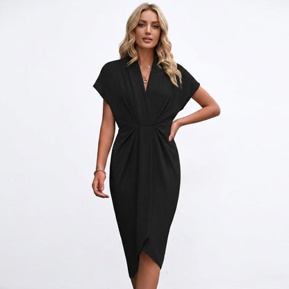 Olympia Wrap Ruched Midi Dress