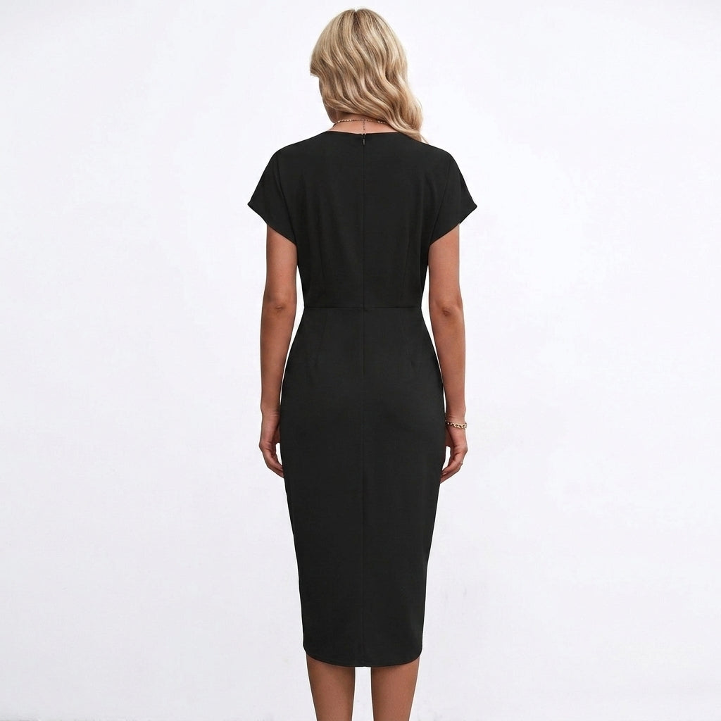 Olympia Wrap Ruched Midi Dress