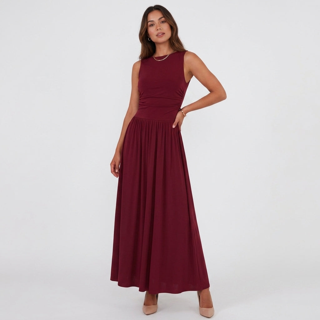 Ophelia Pleated A-Line Midi Dress