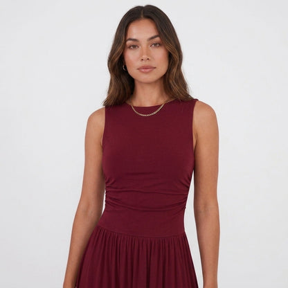 Ophelia Pleated A-Line Midi Dress