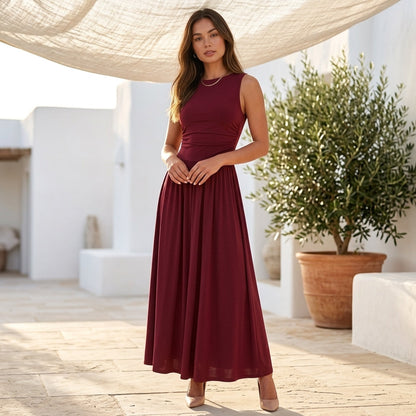 Ophelia Pleated A-Line Midi Dress