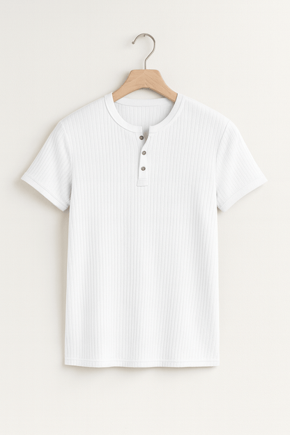 Oscar Men's Ribbed Short-Sleeve Henley