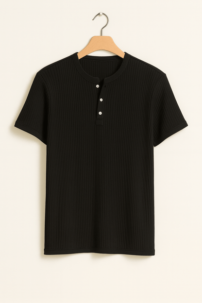 Oscar Men's Ribbed Short-Sleeve Henley