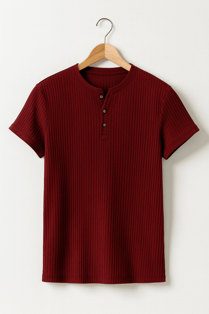 Oscar Men's Ribbed Short-Sleeve Henley