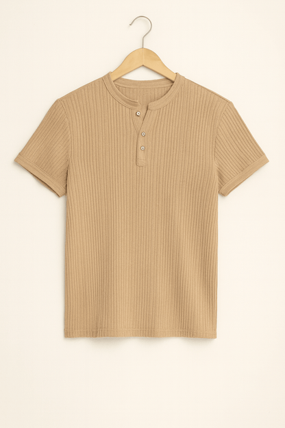 Oscar Men's Ribbed Short-Sleeve Henley