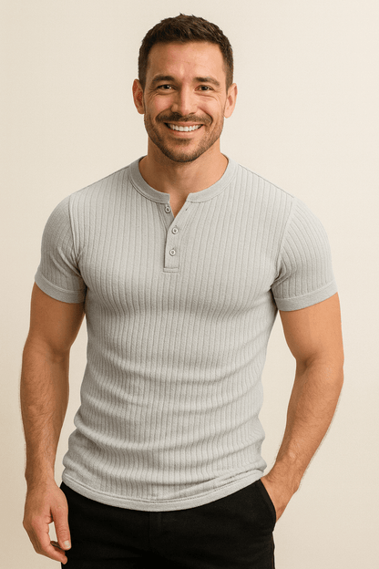 Oscar Men's Ribbed Short-Sleeve Henley