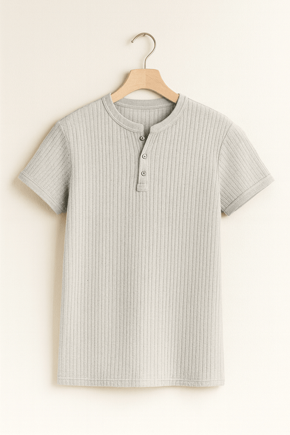 Oscar Men's Ribbed Short-Sleeve Henley